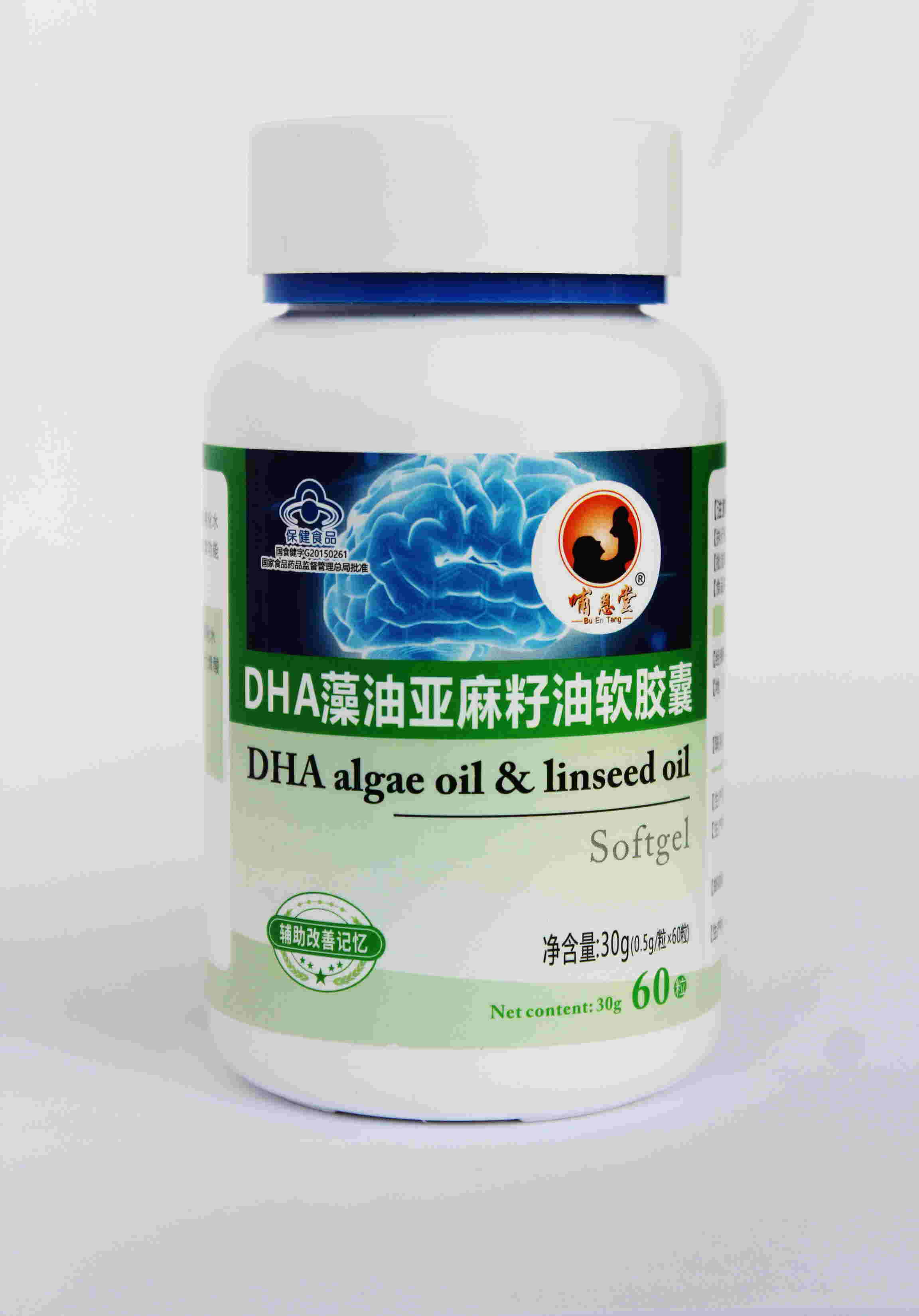 哺恩堂牌DHA藻油亚麻籽油软胶囊 